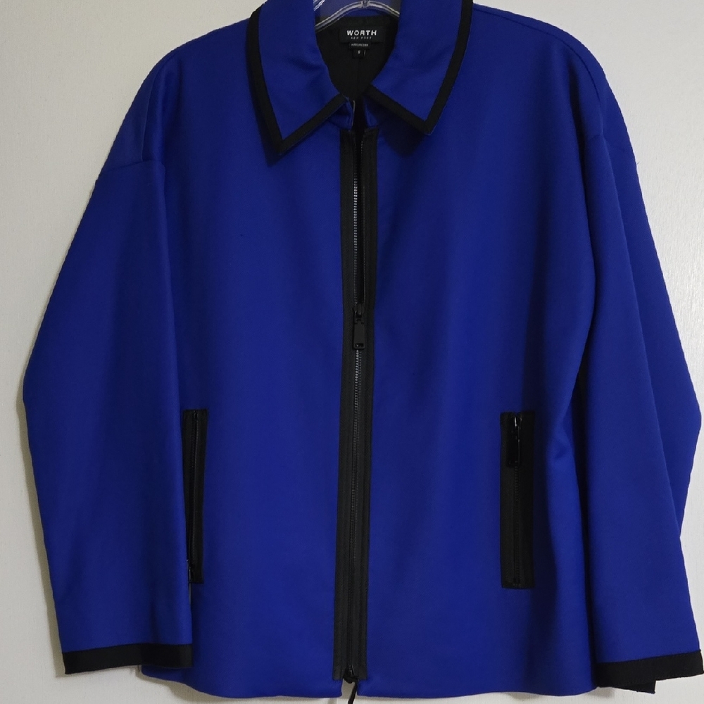Worth Blue Blazer with Black Trim and Relaxed Fit